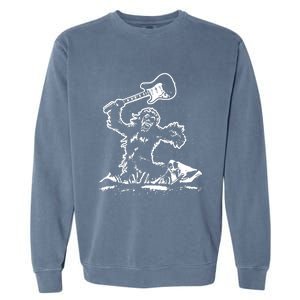 Guitar Smash Funny Bigfoot Sasquatch Garment-Dyed Sweatshirt