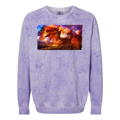 Galaxy Space Fantasy Dragon Colorblast Crewneck Sweatshirt