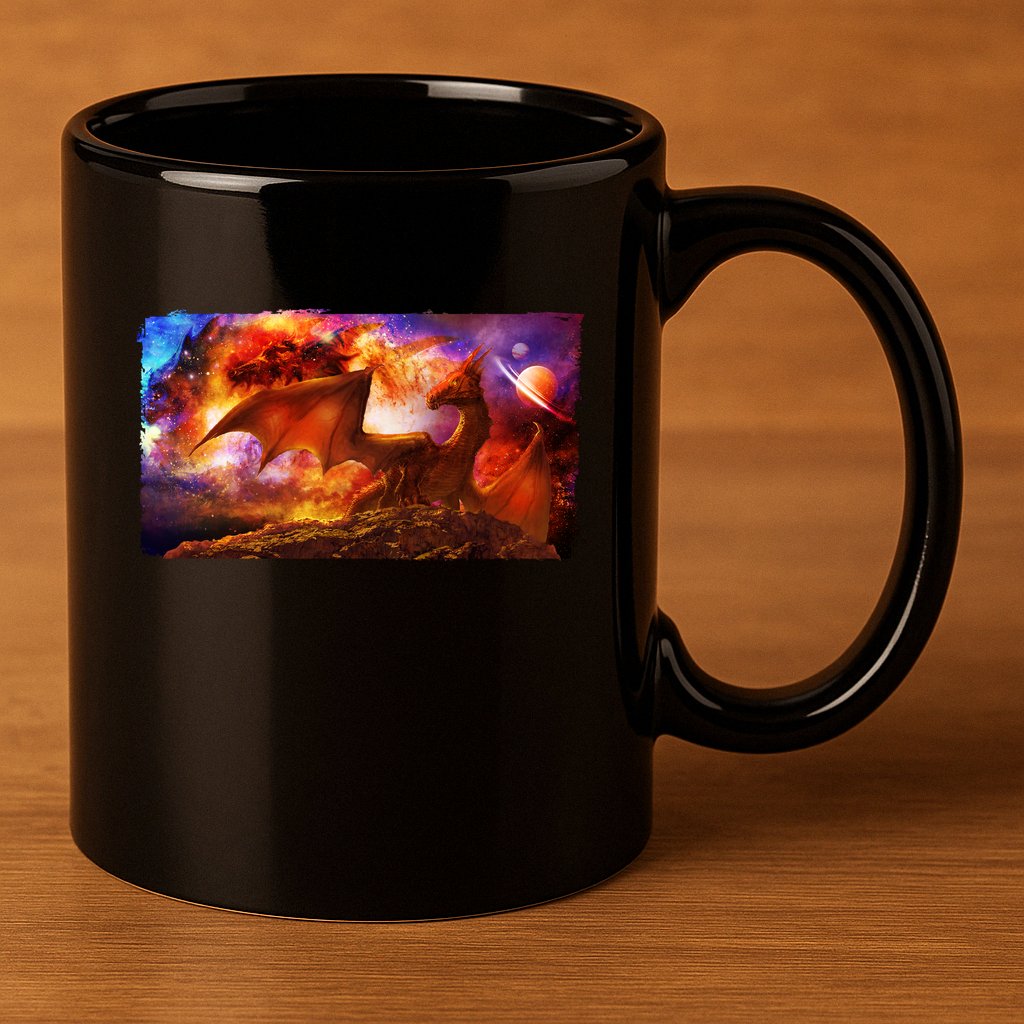 Galaxy Space Fantasy Dragon 11oz C Handle Ceramic Mug