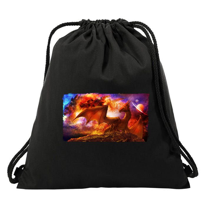 Galaxy Space Fantasy Dragon Drawstring Bag