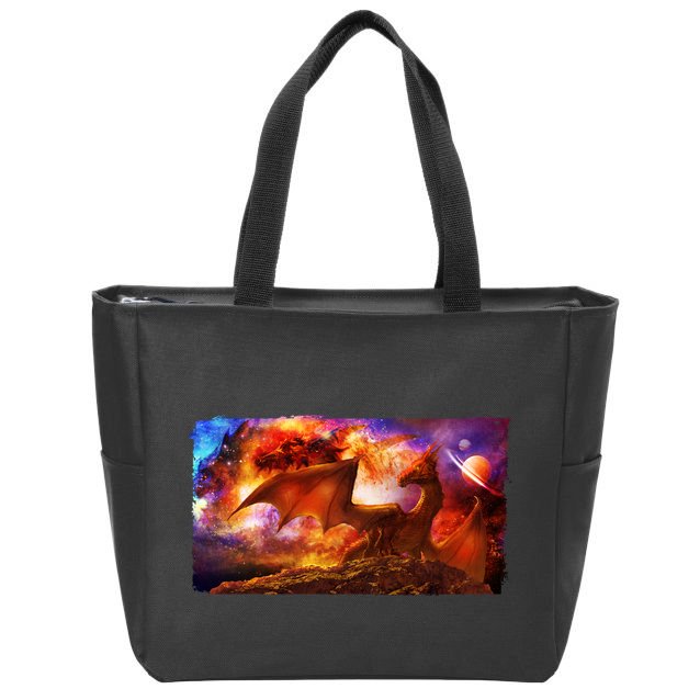 Galaxy Space Fantasy Dragon Zip Tote Bag