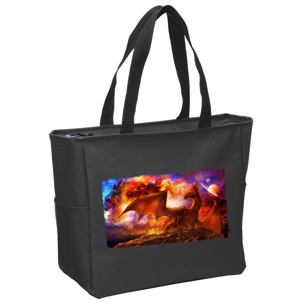 Galaxy Space Fantasy Dragon Zip Tote Bag