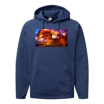 Galaxy Space Fantasy Dragon Performance Fleece Hoodie