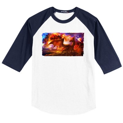 Galaxy Space Fantasy Dragon Baseball Sleeve Shirt