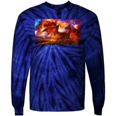 Galaxy Space Fantasy Dragon Tie-Dye Long Sleeve Shirt