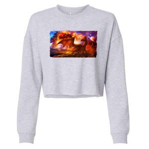 Galaxy Space Fantasy Dragon Cropped Pullover Crew