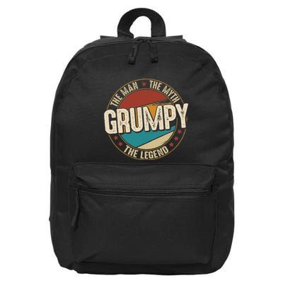 Grumpy Shirts From Grandchildren Grumpy The Myth The Legend 16 in Basic Backpack
