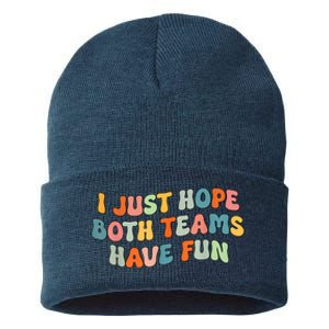 Groovy Style Funny Football I Just Hope Both Teams Have Fun Sustainable Knit Beanie