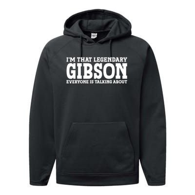 Gibson Surname Funny Team Family Last Name Gibson Performance Fleece Hoodie