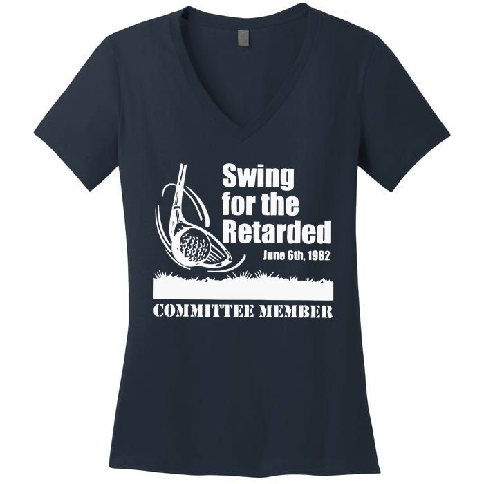 Golf Swing For The Retarded June 6th 1982 Committee Member Women's V-Neck T-Shirt