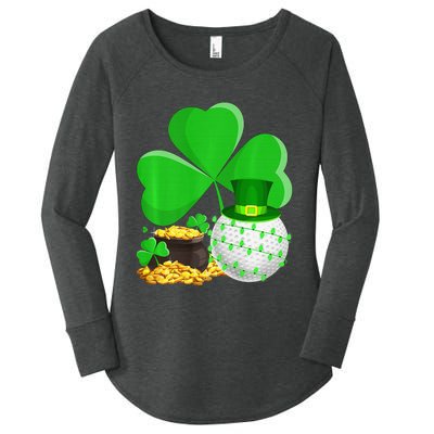 Golf Shamrock Four Leaf Clover St Patricks Day Women's Perfect Tri Tunic Long Sleeve Shirt