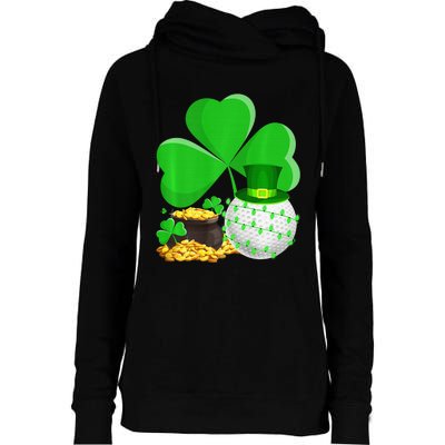 Golf Shamrock Four Leaf Clover St Patricks Day Womens Funnel Neck Pullover Hood