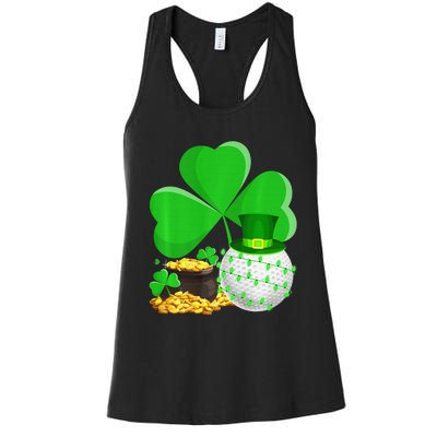 Golf Shamrock Four Leaf Clover St Patricks Day Women's Racerback Tank