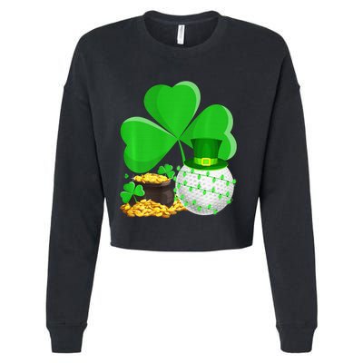 Golf Shamrock Four Leaf Clover St Patricks Day Cropped Pullover Crew