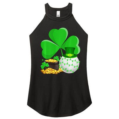 Golf Shamrock Four Leaf Clover St Patricks Day Women’s Perfect Tri Rocker Tank