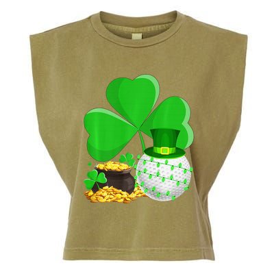 Golf Shamrock Four Leaf Clover St Patricks Day Garment-Dyed Women's Muscle Tee