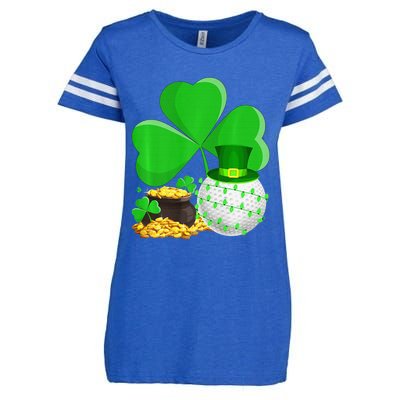 Golf Shamrock Four Leaf Clover St Patricks Day Enza Ladies Jersey Football T-Shirt