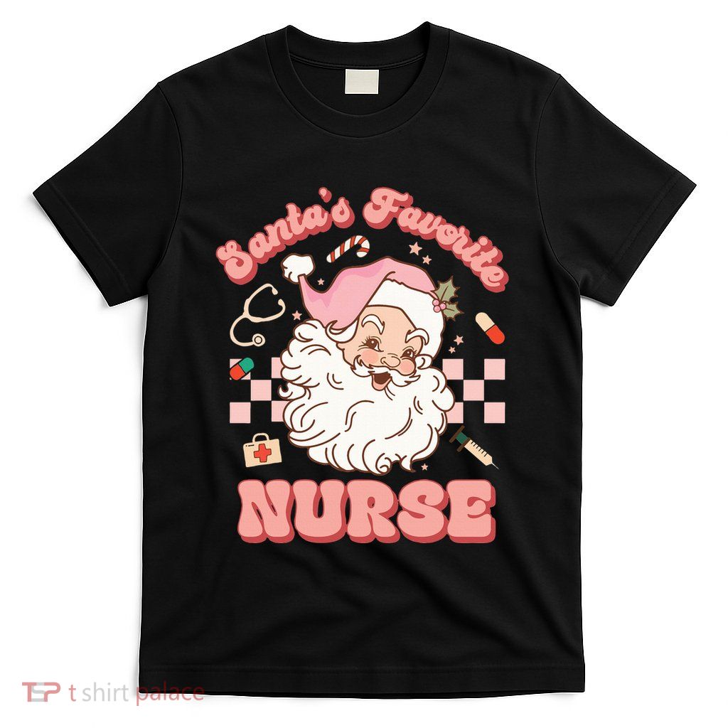  Groovy Santa's Favorite Nurse xmas RN ER ICU  T-Shirt