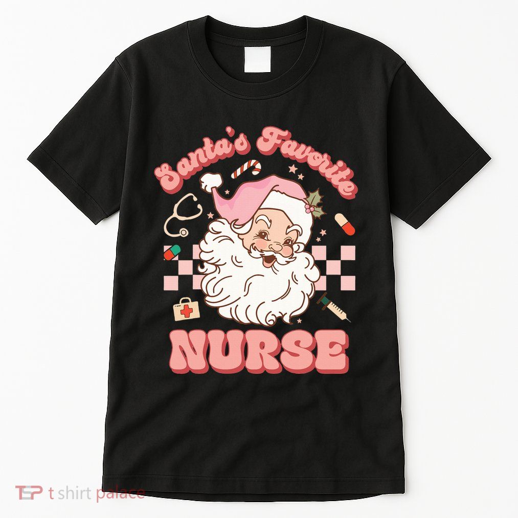  Groovy Santa's Favorite Nurse xmas RN ER ICU  Tall T-Shirt