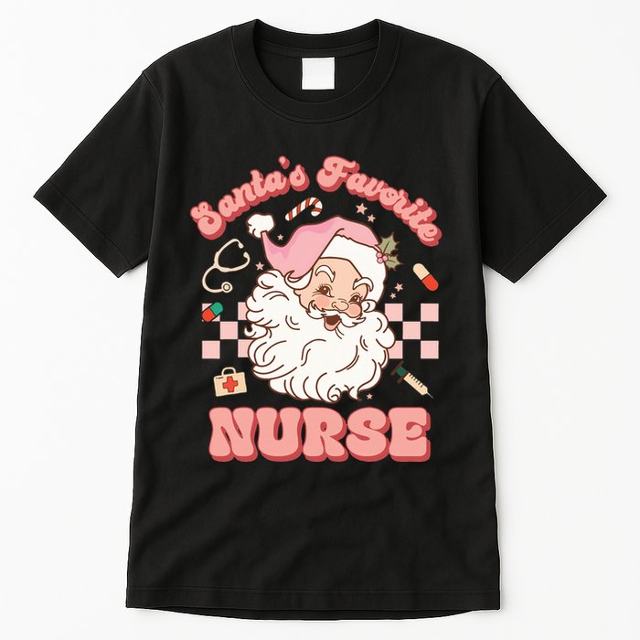  Groovy Santa's Favorite Nurse xmas RN ER ICU  Tall T-Shirt