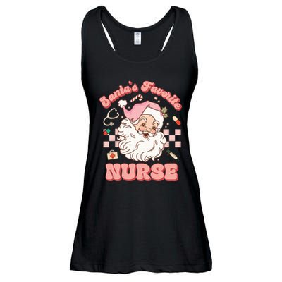  Groovy Santa's Favorite Nurse xmas RN ER ICU  Ladies Essential Flowy Tank