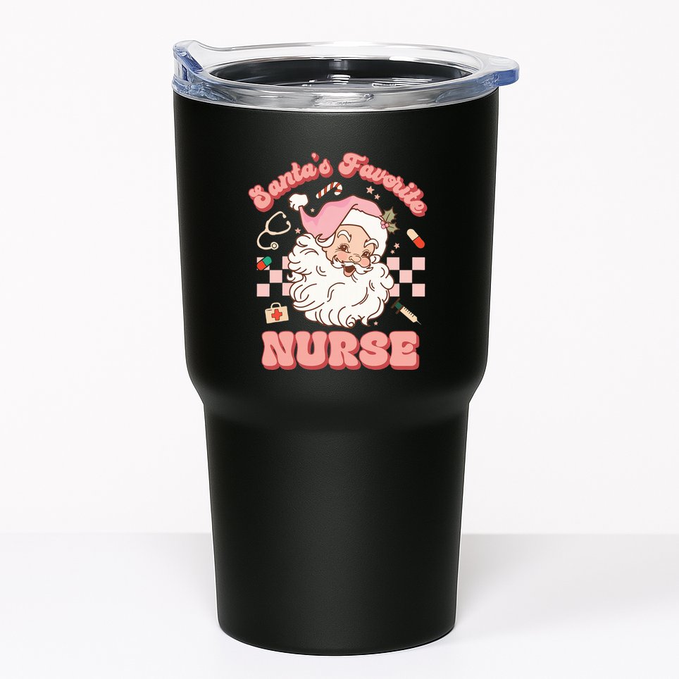  Groovy Santa's Favorite Nurse xmas RN ER ICU  Tumbler