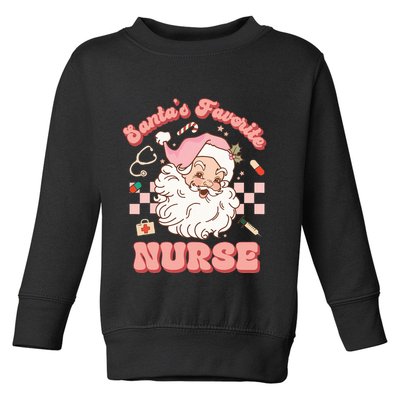  Groovy Santa's Favorite Nurse xmas RN ER ICU  Toddler Sweatshirt