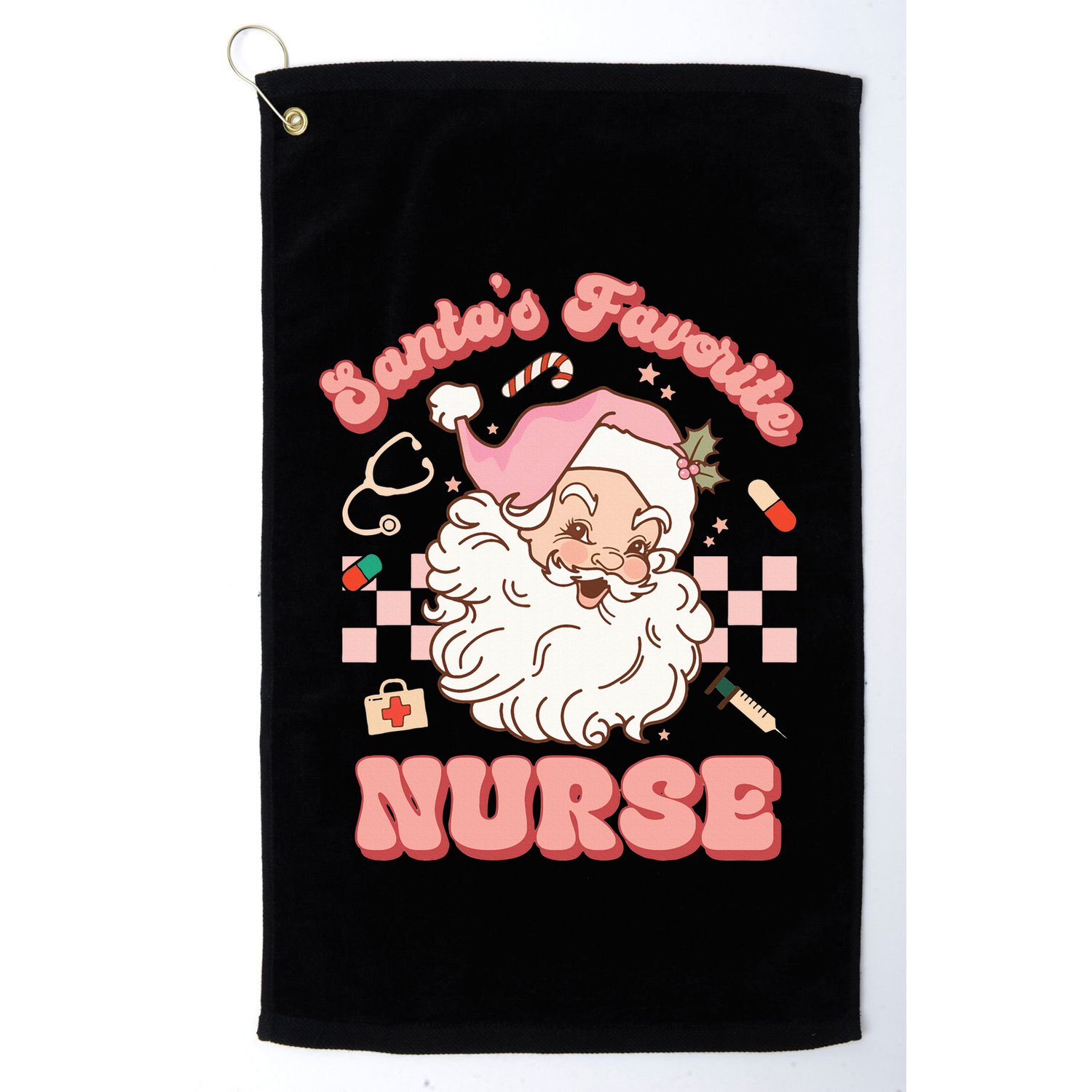  Groovy Santa's Favorite Nurse xmas RN ER ICU  Golf Towel