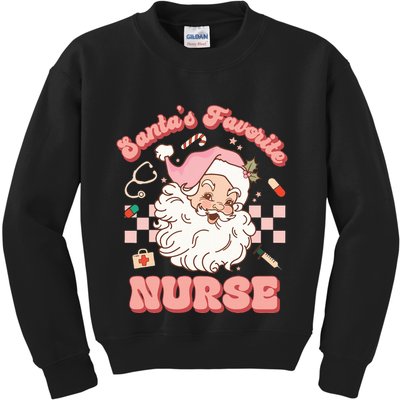  Groovy Santa's Favorite Nurse xmas RN ER ICU  Kids Sweatshirt