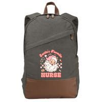  Groovy Santa's Favorite Nurse xmas RN ER ICU  Cotton Canvas Backpack