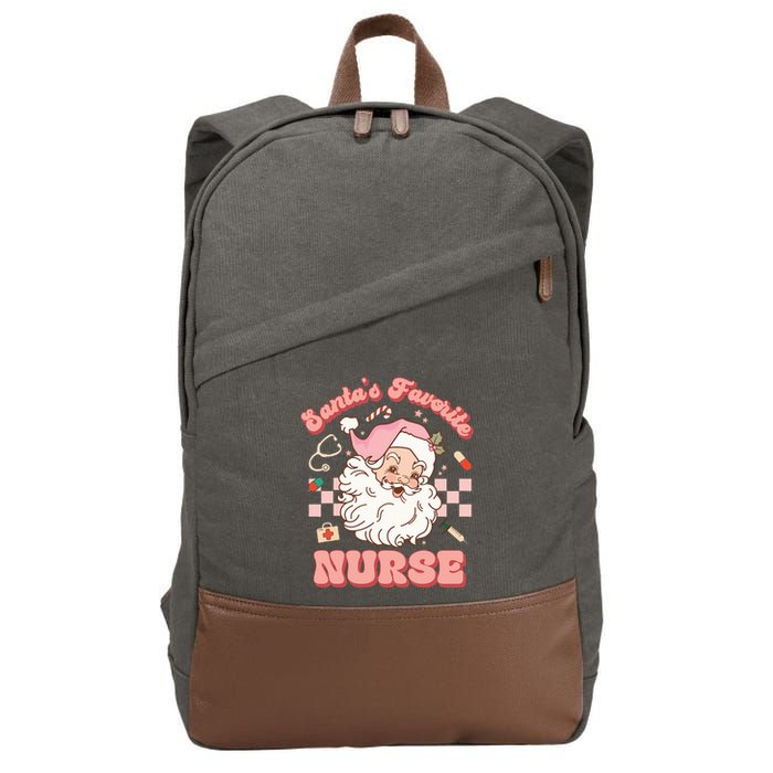 Groovy Santa's Favorite Nurse xmas RN ER ICU  Cotton Canvas Backpack