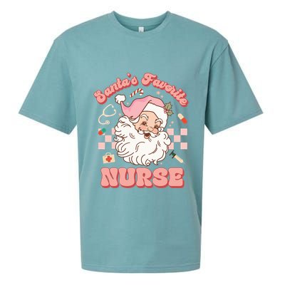  Groovy Santa's Favorite Nurse xmas RN ER ICU  Sueded Cloud Jersey T-Shirt