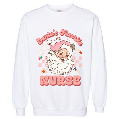  Groovy Santa's Favorite Nurse xmas RN ER ICU  Garment-Dyed Sweatshirt