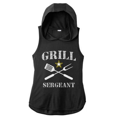 Grill Sergeant Funny Grilling BBQ Cookout Fathers Day Ladies PosiCharge Tri-Blend Wicking Draft Hoodie Tank