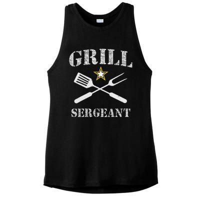 Grill Sergeant Funny Grilling BBQ Cookout Fathers Day Ladies PosiCharge Tri-Blend Wicking Tank