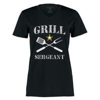 Grill Sergeant Funny Grilling BBQ Cookout Fathers Day Women's Momentum V-Neck T-Shirt