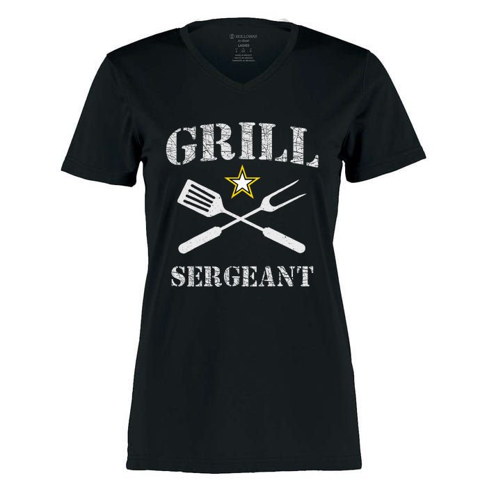 Grill Sergeant Funny Grilling BBQ Cookout Fathers Day Women's Momentum V-Neck T-Shirt