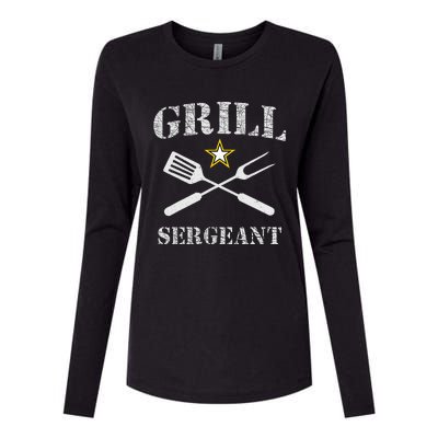 Grill Sergeant Funny Grilling BBQ Cookout Fathers Day Womens Cotton Relaxed Long Sleeve T-Shirt