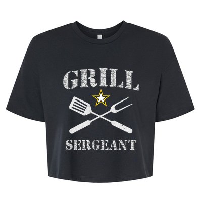 Grill Sergeant Funny Grilling BBQ Cookout Fathers Day Bella+Canvas Jersey Crop Tee