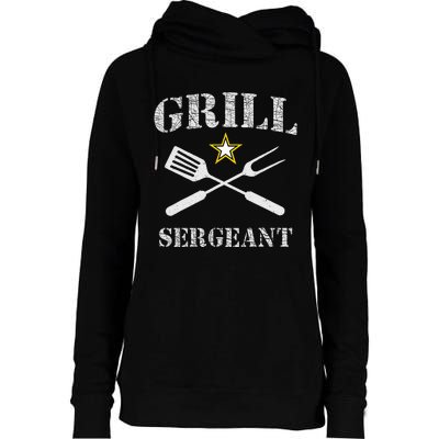 Grill Sergeant Funny Grilling BBQ Cookout Fathers Day Womens Funnel Neck Pullover Hood