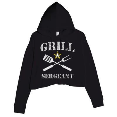 Grill Sergeant Funny Grilling BBQ Cookout Fathers Day Crop Fleece Hoodie