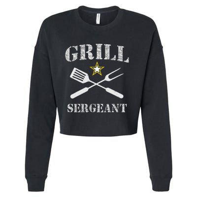 Grill Sergeant Funny Grilling BBQ Cookout Fathers Day Cropped Pullover Crew