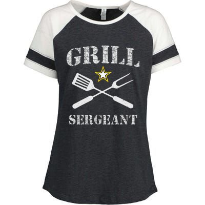 Grill Sergeant Funny Grilling BBQ Cookout Fathers Day Enza Ladies Jersey Colorblock Tee