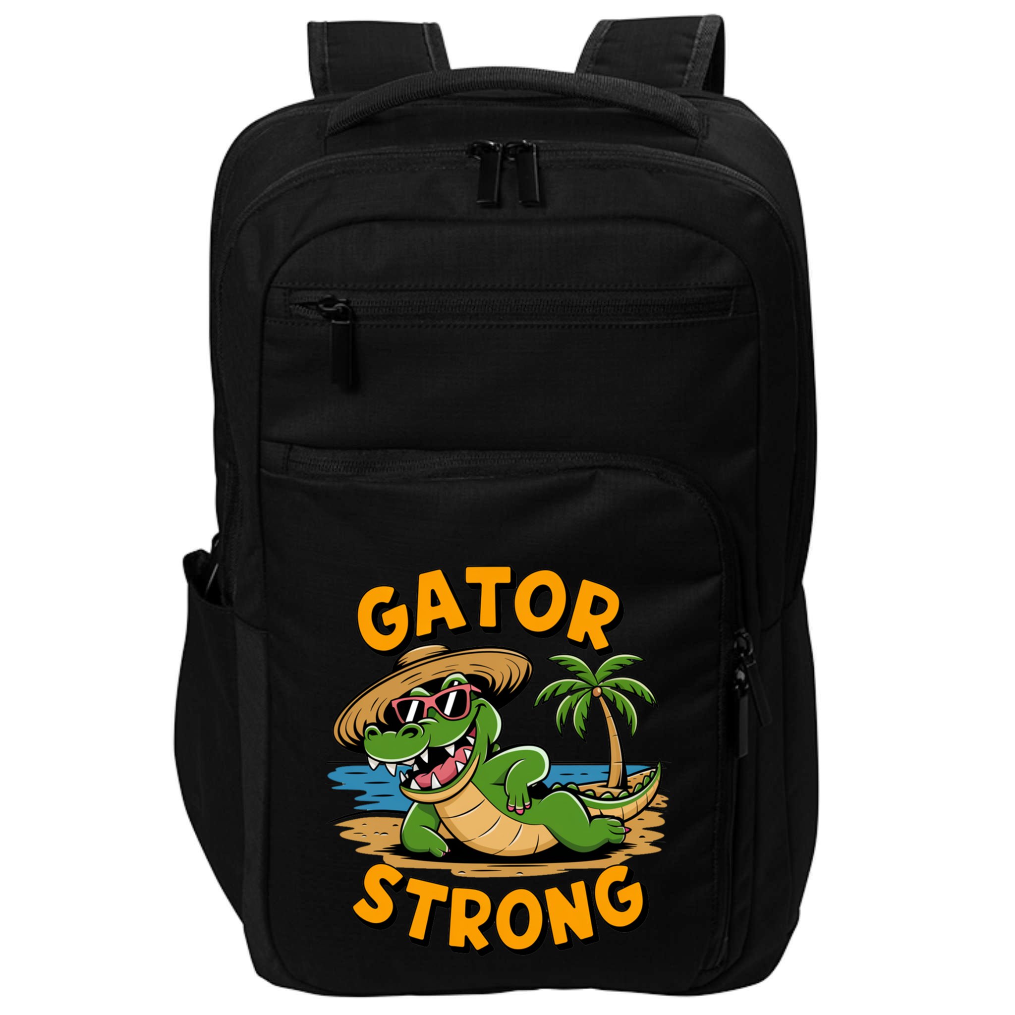 Gator Strong Funny Florida Alligator Sunglasses Present Gift Impact Tech Backpack