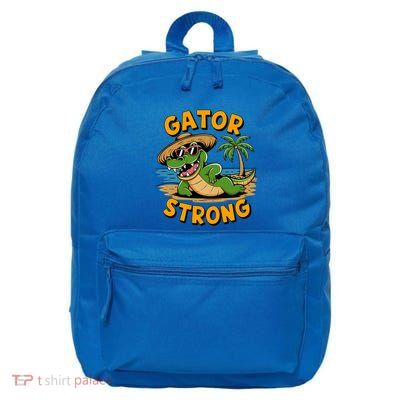 Gator Strong Funny Florida Alligator Sunglasses Present Gift 16 in Basic Backpack