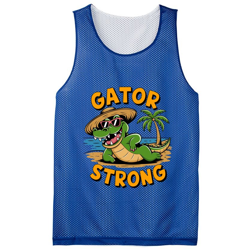 Gator Strong Funny Florida Alligator Sunglasses Present Gift Mesh Reversible Basketball Jersey Tank