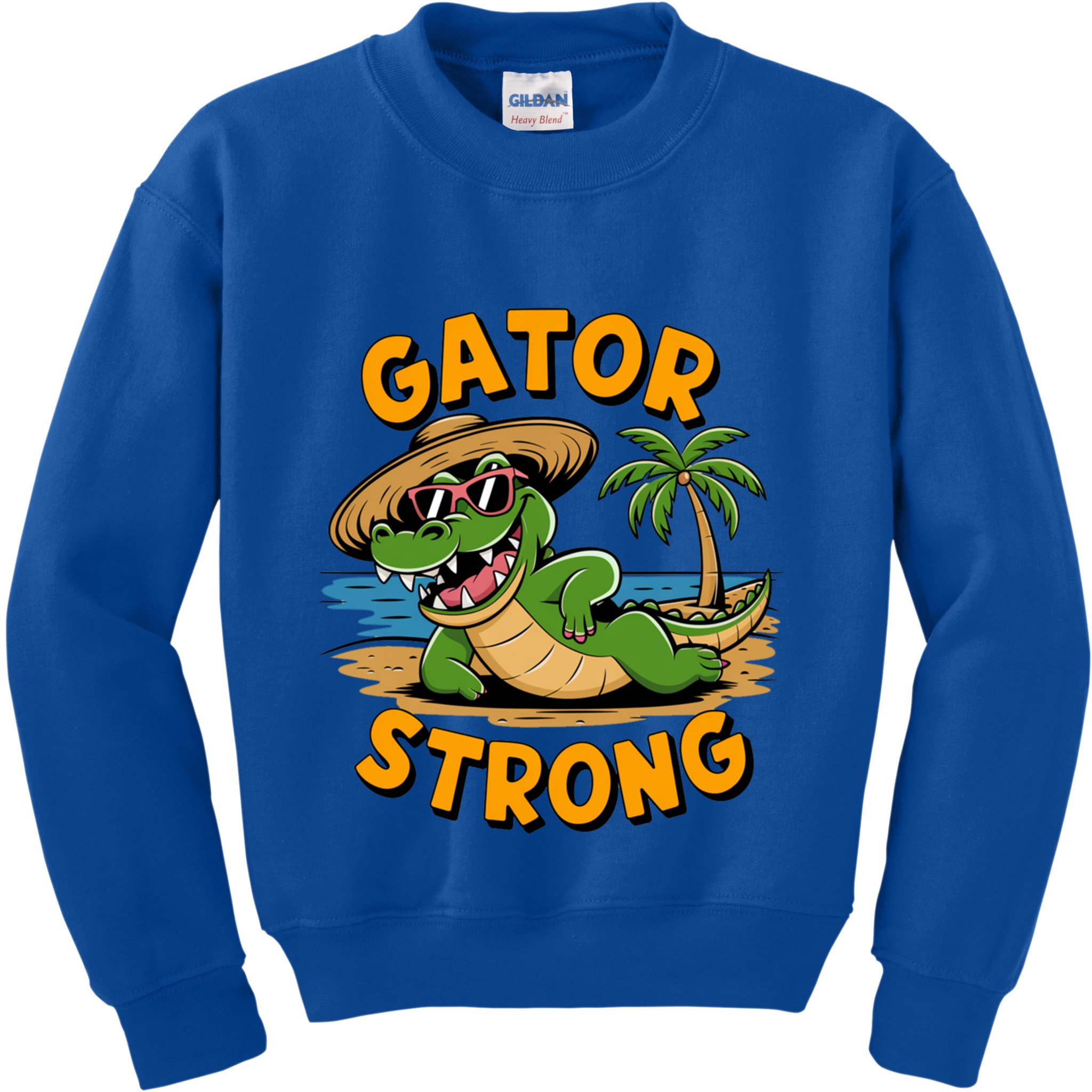 Gator Strong Funny Florida Alligator Sunglasses Present Gift Kids Sweatshirt