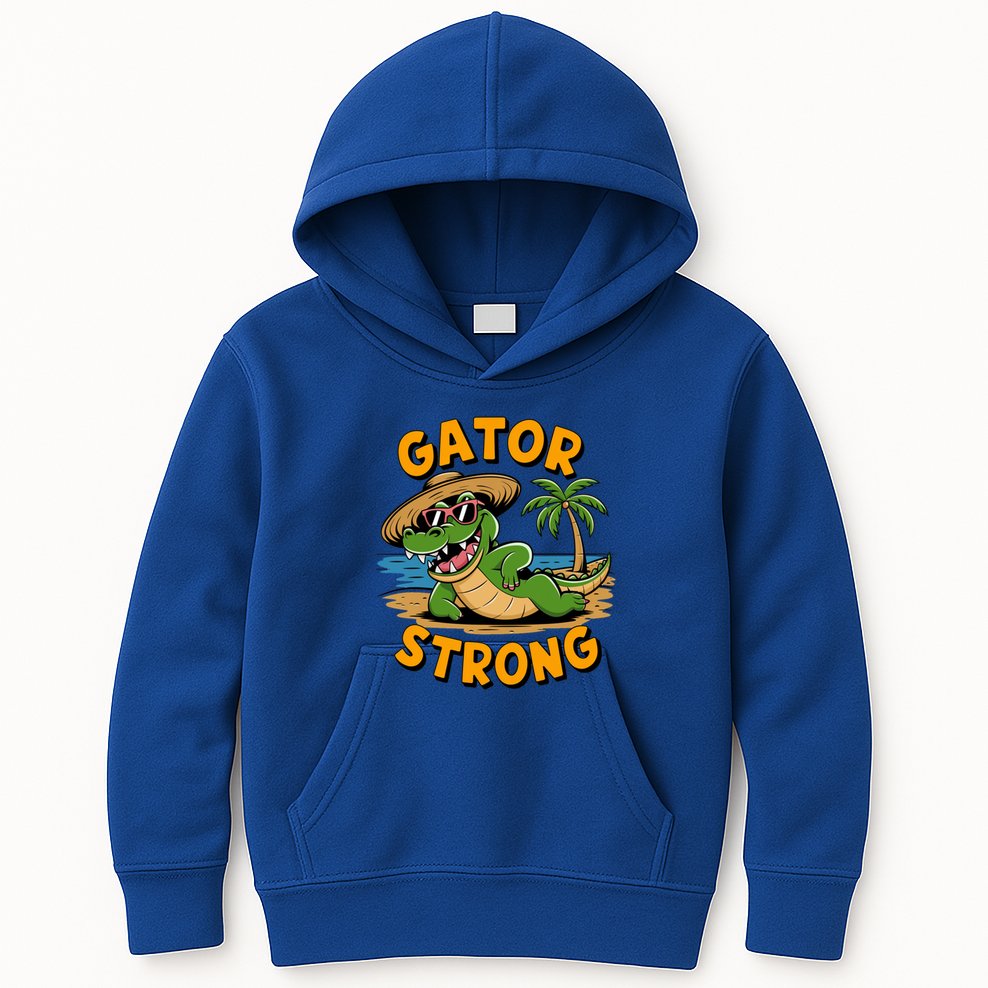 Gator Strong Funny Florida Alligator Sunglasses Present Gift Kids Hoodie