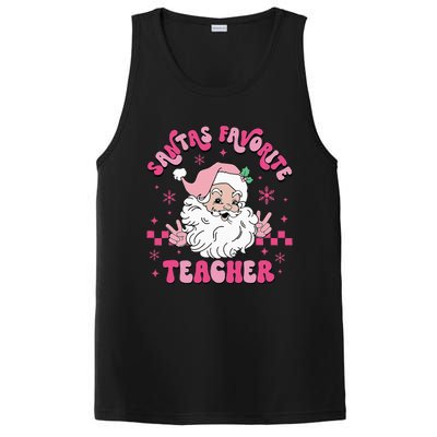 Groovy Santa's Favorite Teacher Pink Santa Christmas Teacher PosiCharge Competitor Tank