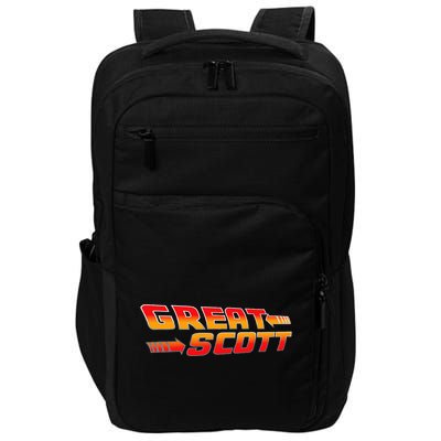 Great Scott Funny Time Traveler Mad Scientist Inventor Impact Tech Backpack